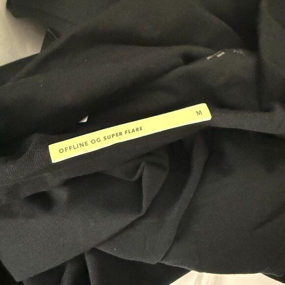 OFFLINE BY AERIE AE OG Super Flare Pant XS Black Fold Over Stretch Knit NWT B75 - Picture 5 of 6